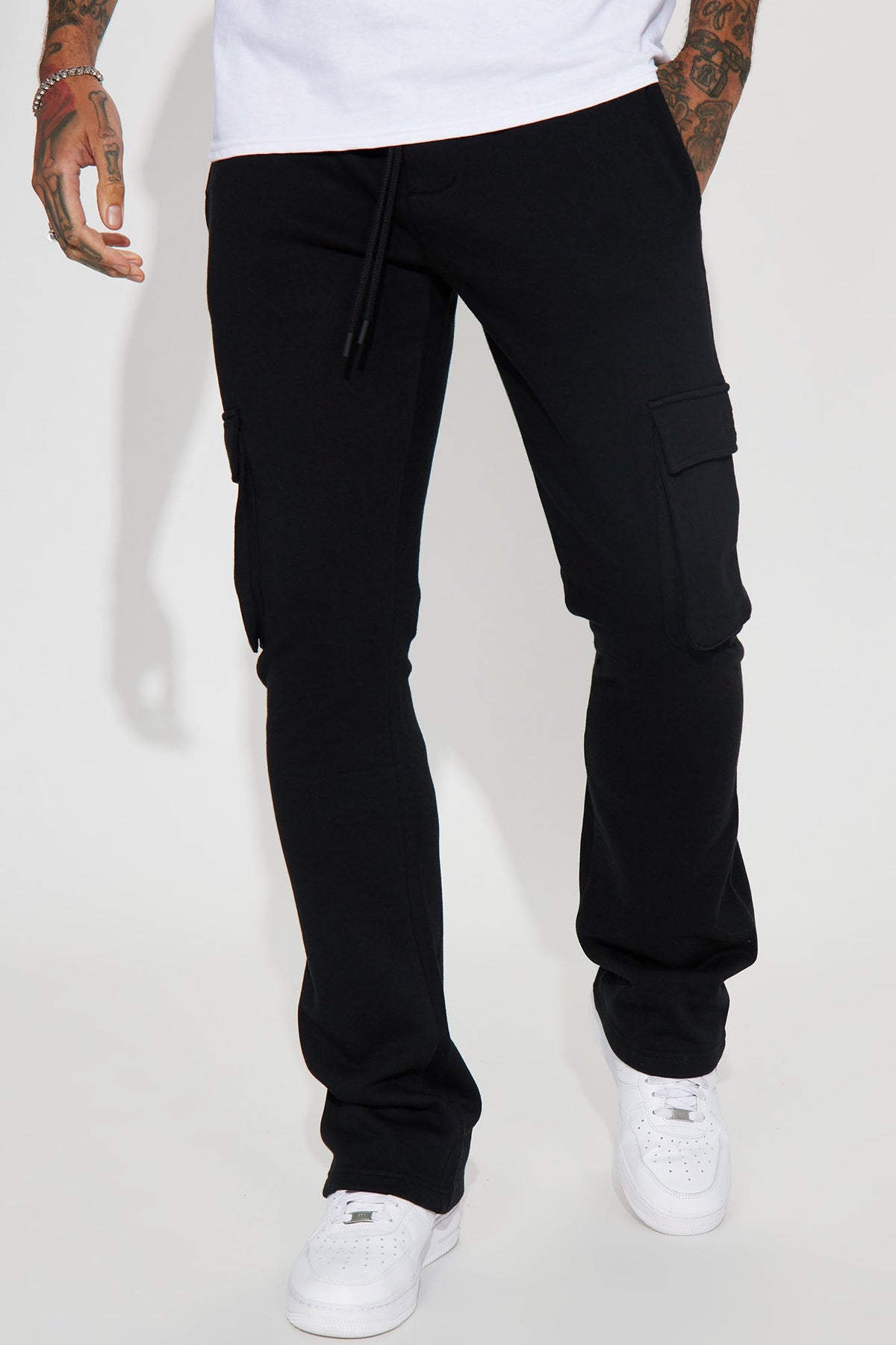 Tyson Cargo Skinny Flared Sweatpant - Black image 1