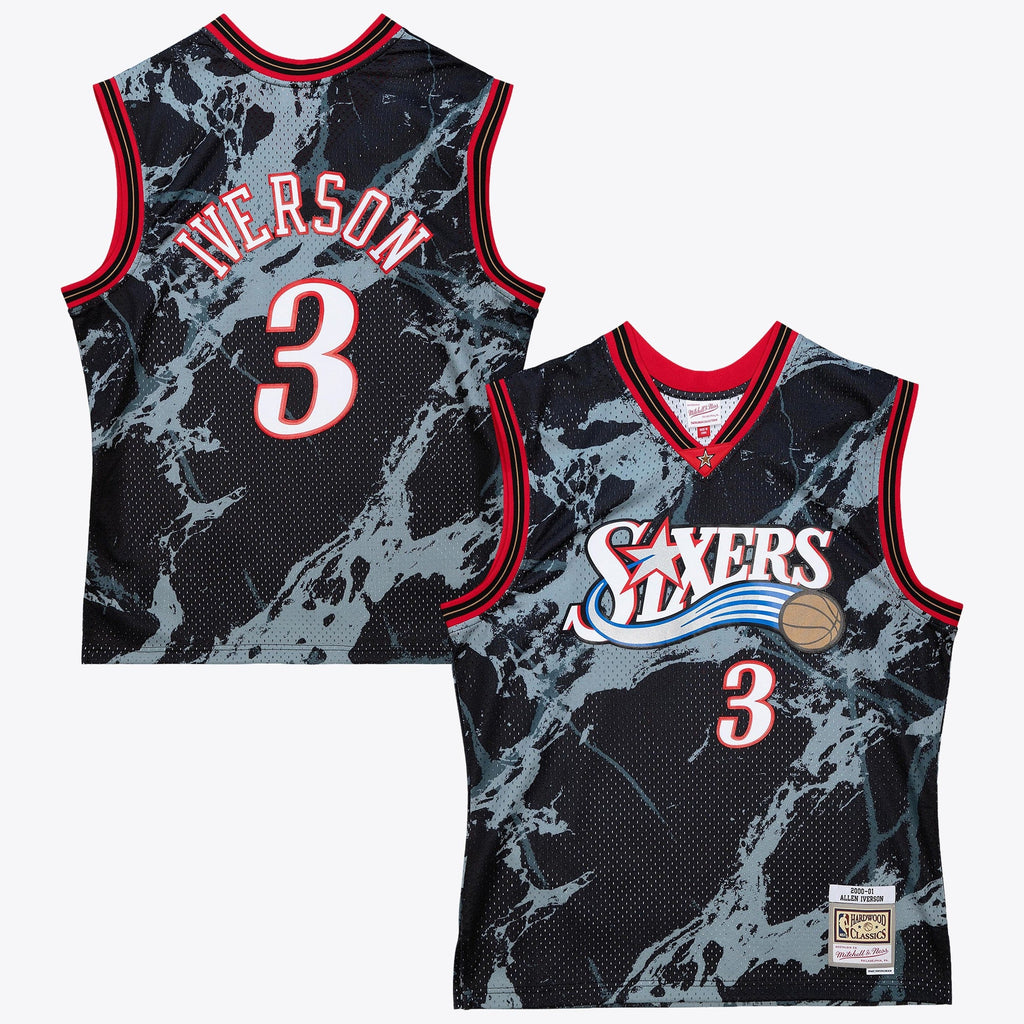 Philadelphia 76ers Mitchell & Ness Allen Iverson 2000 Team Marble Swingman Jersey - Black - Black - image 1