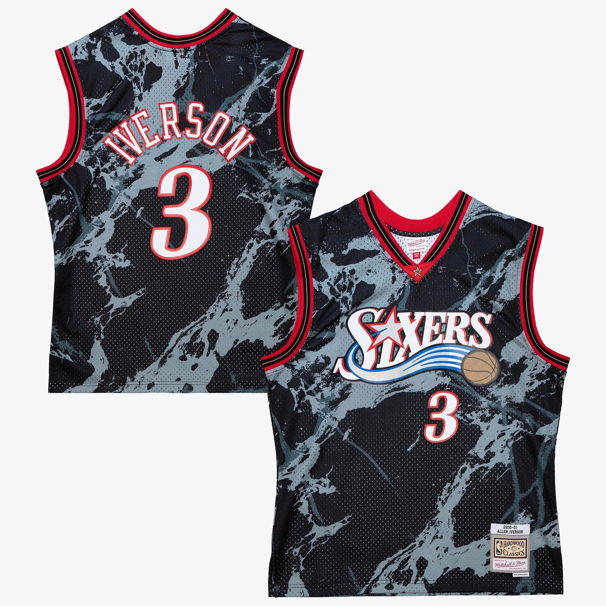 Philadelphia 76ers Mitchell & Ness Allen Iverson 2000 Team Marble Swingman Jersey - Black - Black - image 1