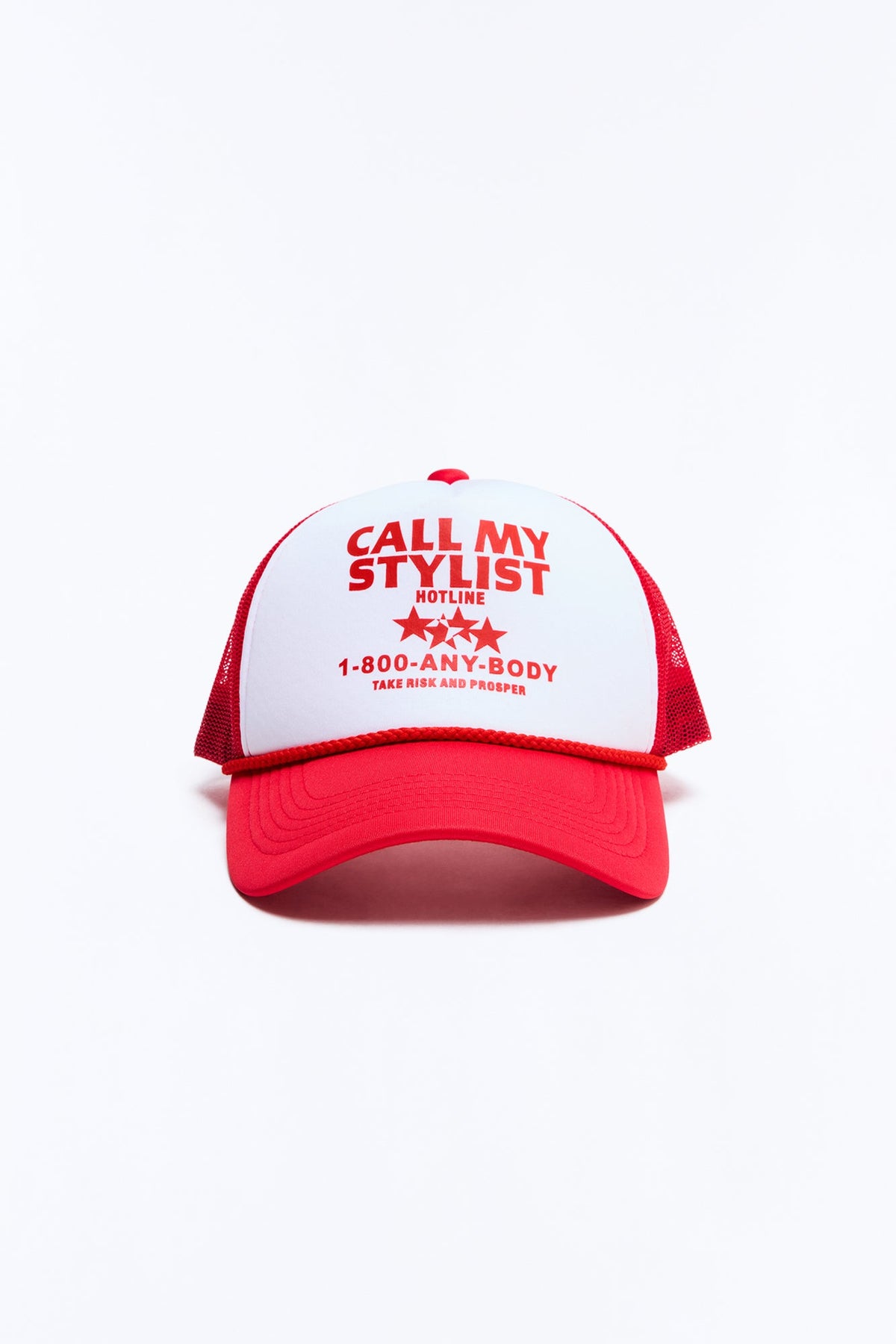 Call My Stylish Mesh Panel Snapback Hat - Red/White image 1
