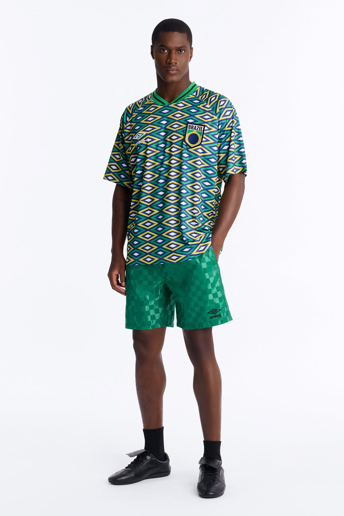 Umbro Checkered Soccer Shorts - Green image 1