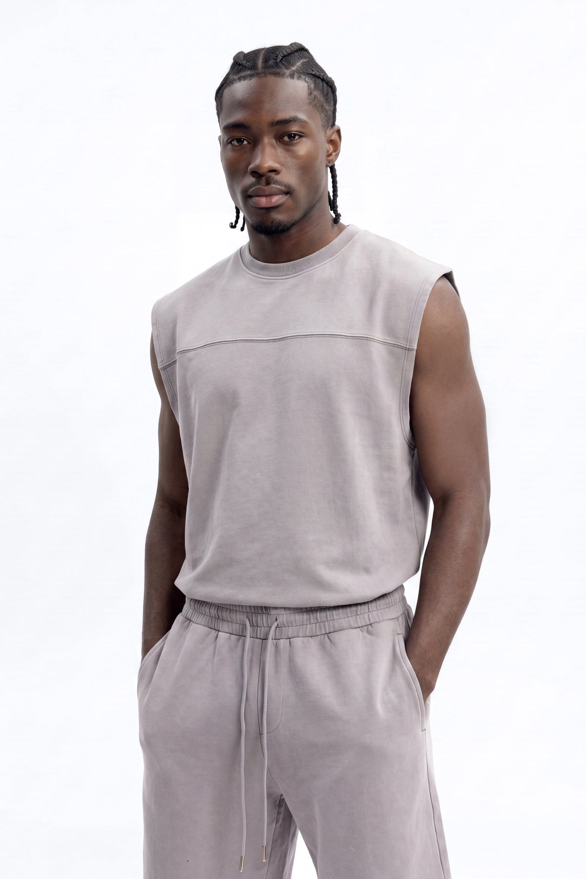 Soft Touch Washed Interlock Relaxed Sweatshort - Grey image 2