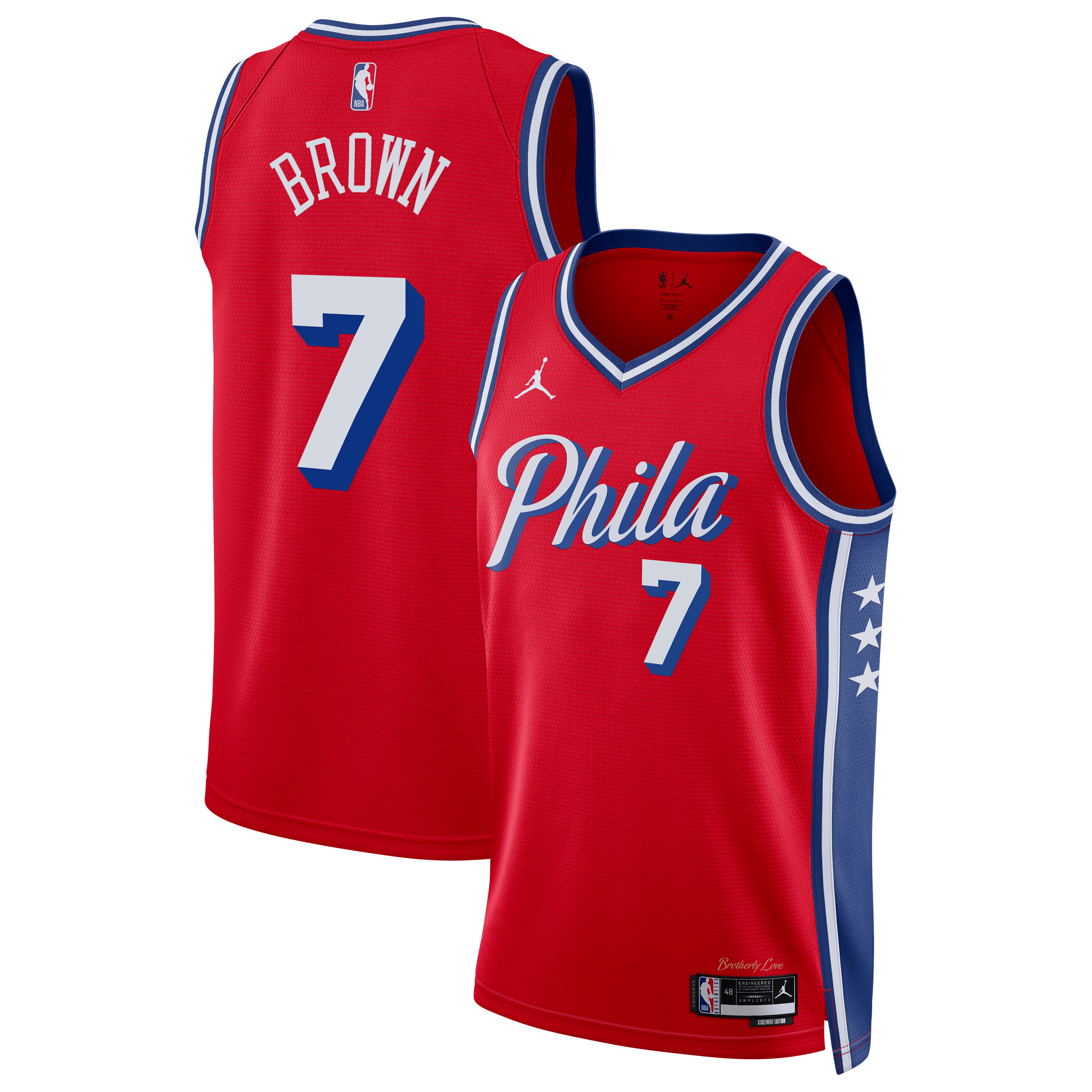 Philadelphia 76ers Jordan Brand Statement Edition Swingman Jersey - Red - Jaylen Brown - Unisex - Red - image 1