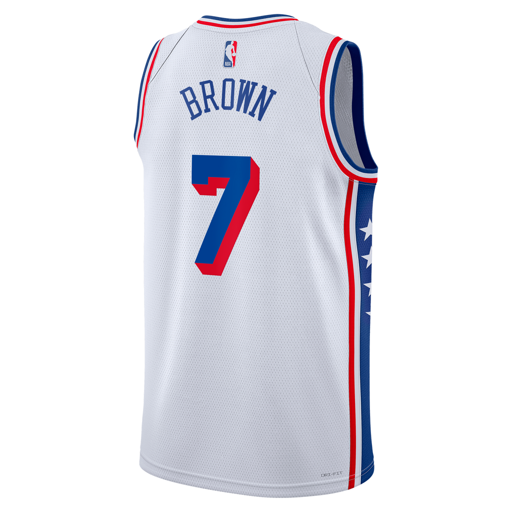 Philadelphia 76ers Nike Association Edition Swingman Jersey - White - Jaylen Brown - Unisex - White - image 4