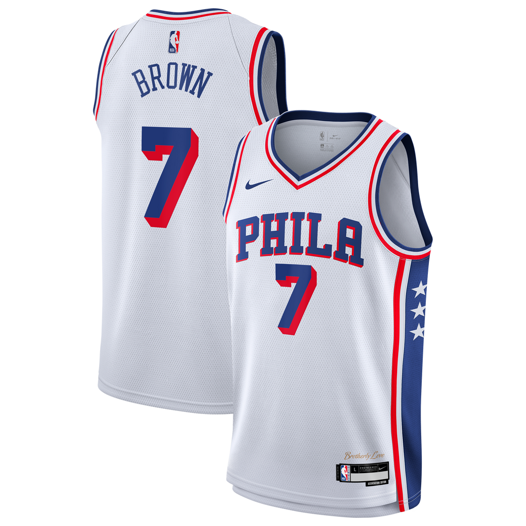 Philadelphia 76ers Nike Association Edition Swingman Jersey - White - Jaylen Brown - Youth - White - image 1