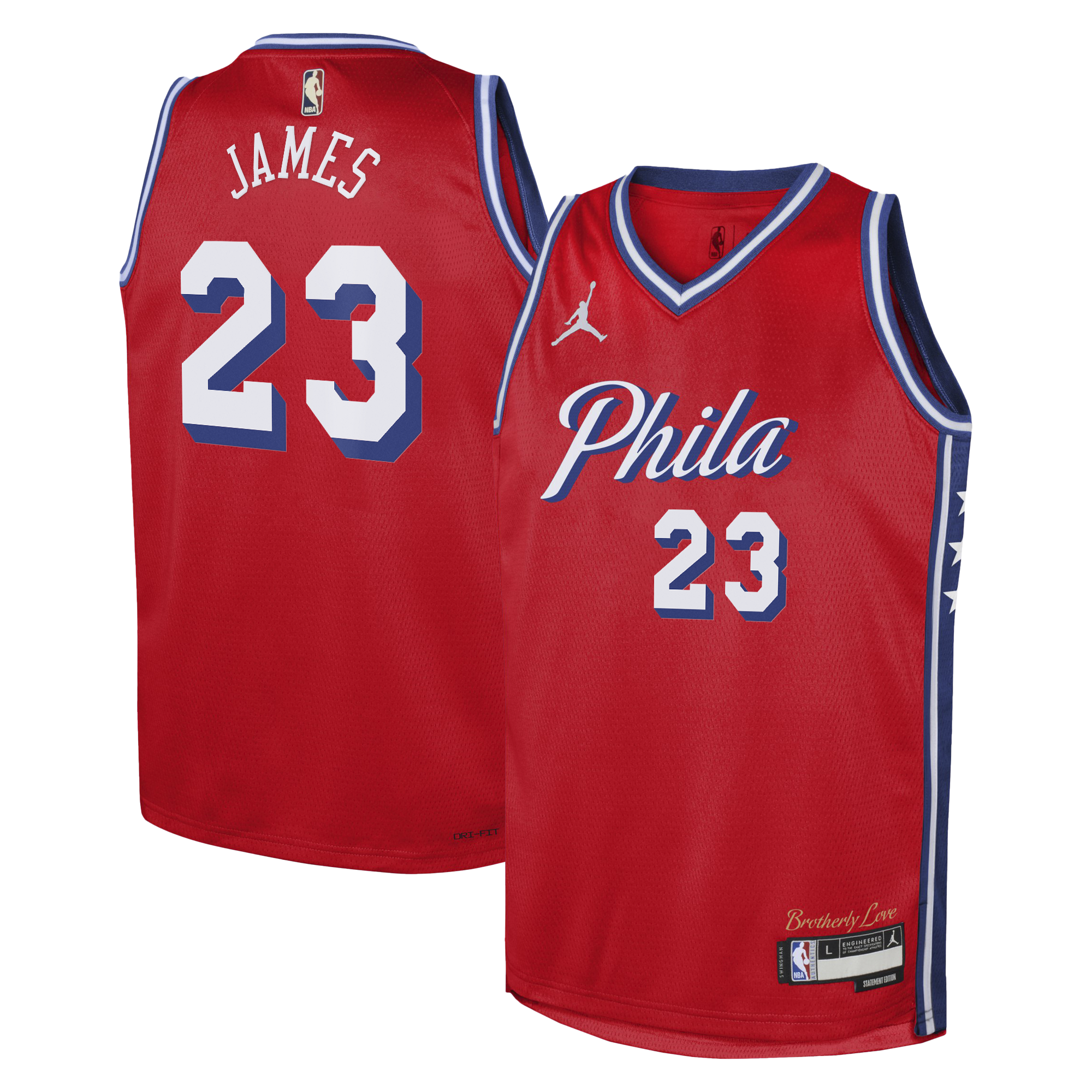 Philadelphia 76ers Jordan Brand Statement Edition Swingman Jersey - Red - Lebron James - Youth - Red - image 1