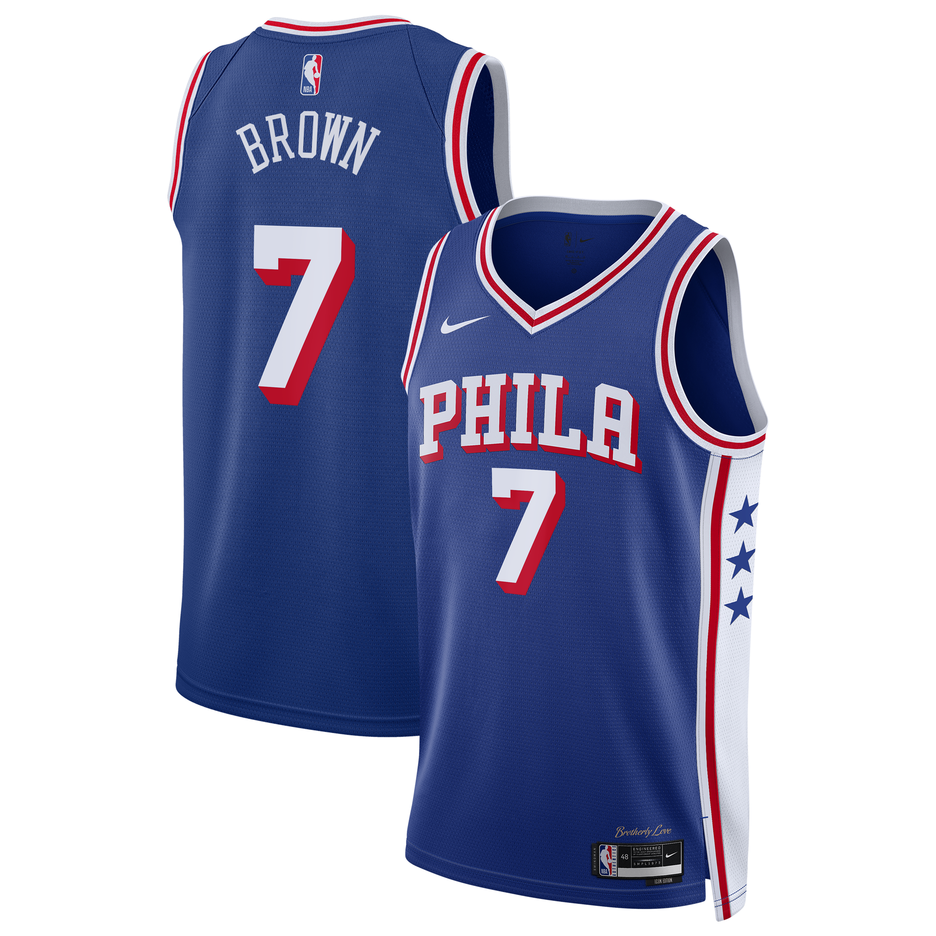 Philadelphia 76ers Nike Icon Edition Swingman Jersey - Royal - Jaylen Brown - Youth - Royal - image 2