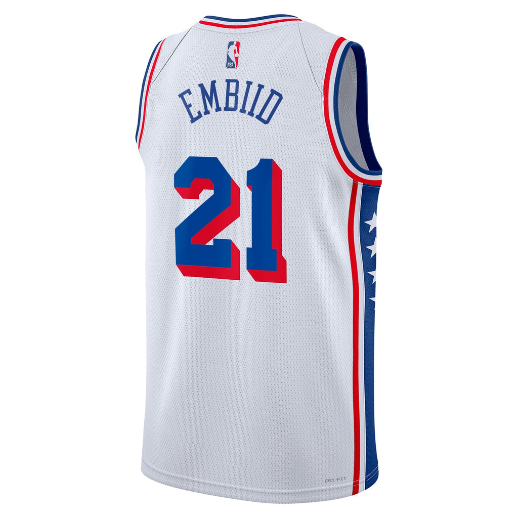 Philadelphia 76ers Nike Association Edition Swingman Jersey - White - Joel Embiid - Unisex - White - image 4