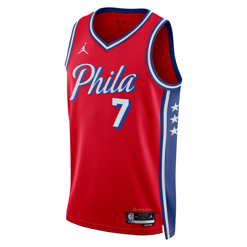 Philadelphia 76ers Jordan Brand Statement Edition Swingman Jersey - Red - Jaylen Brown - Unisex - Red - image 3