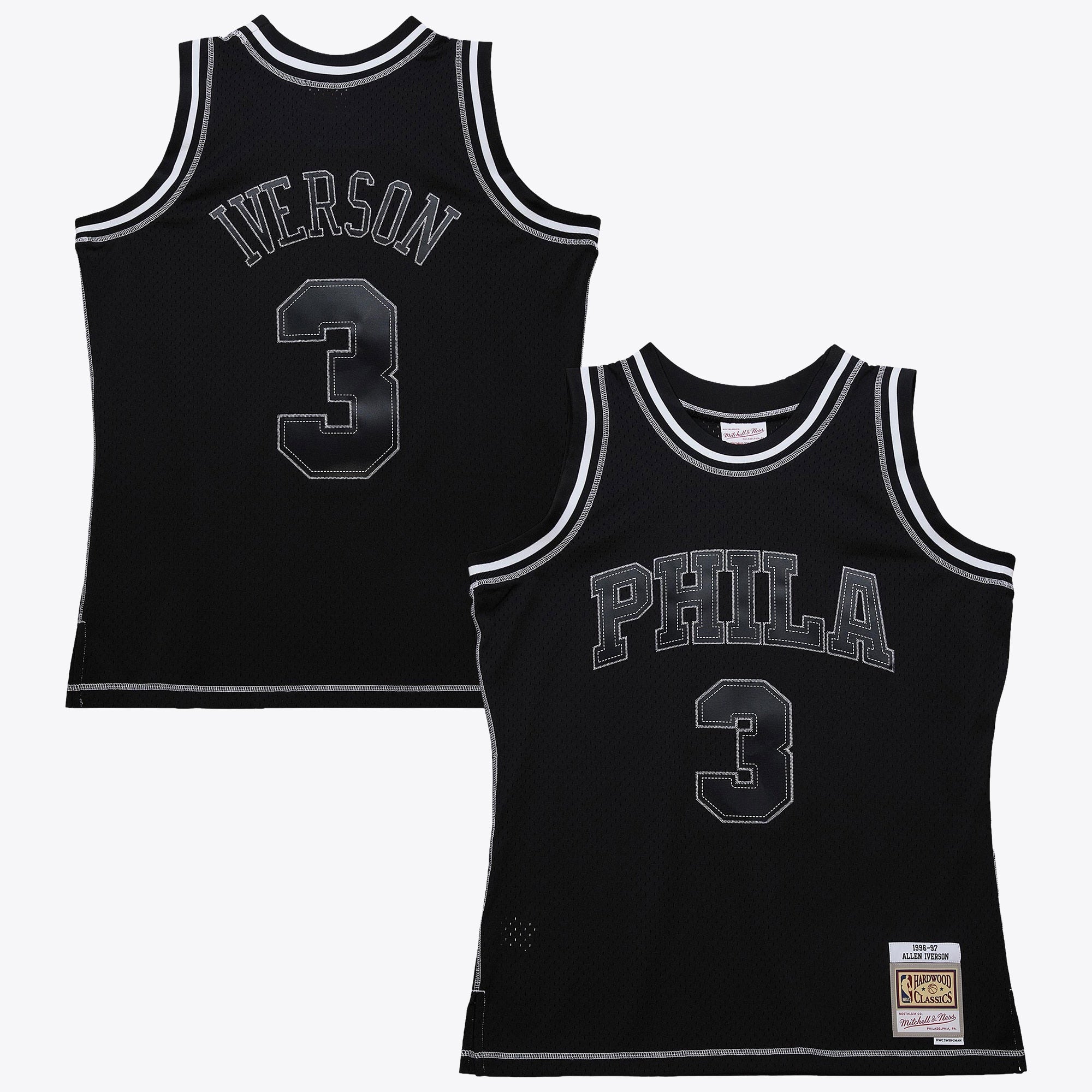 Philadelphia 76ers Mitchell & Ness Allen Iverson 1996 Contrast 2K Swingman Jersey - Black - Black - image 2