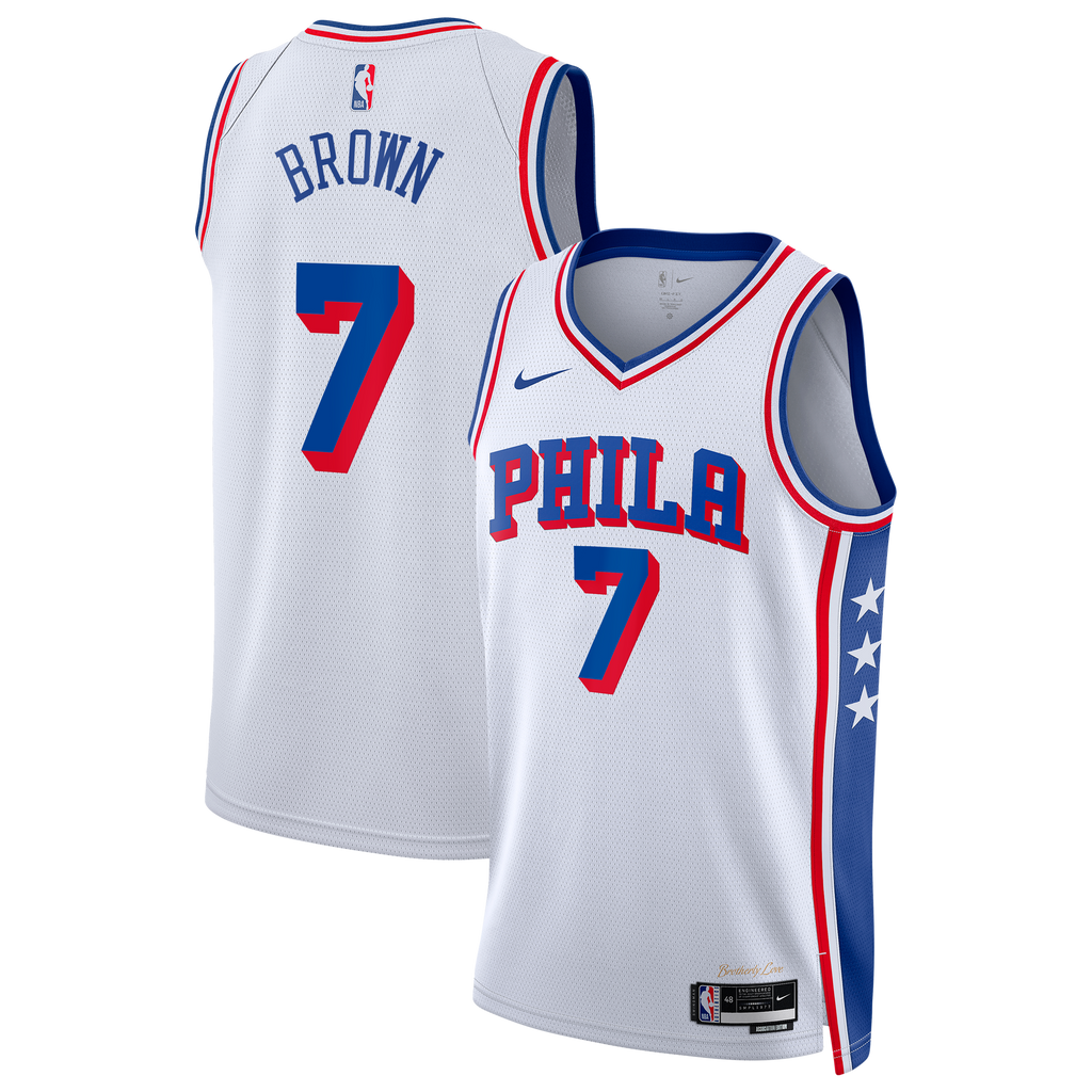 Philadelphia 76ers Nike Association Edition Swingman Jersey - White - Jaylen Brown - Unisex - White - image 2