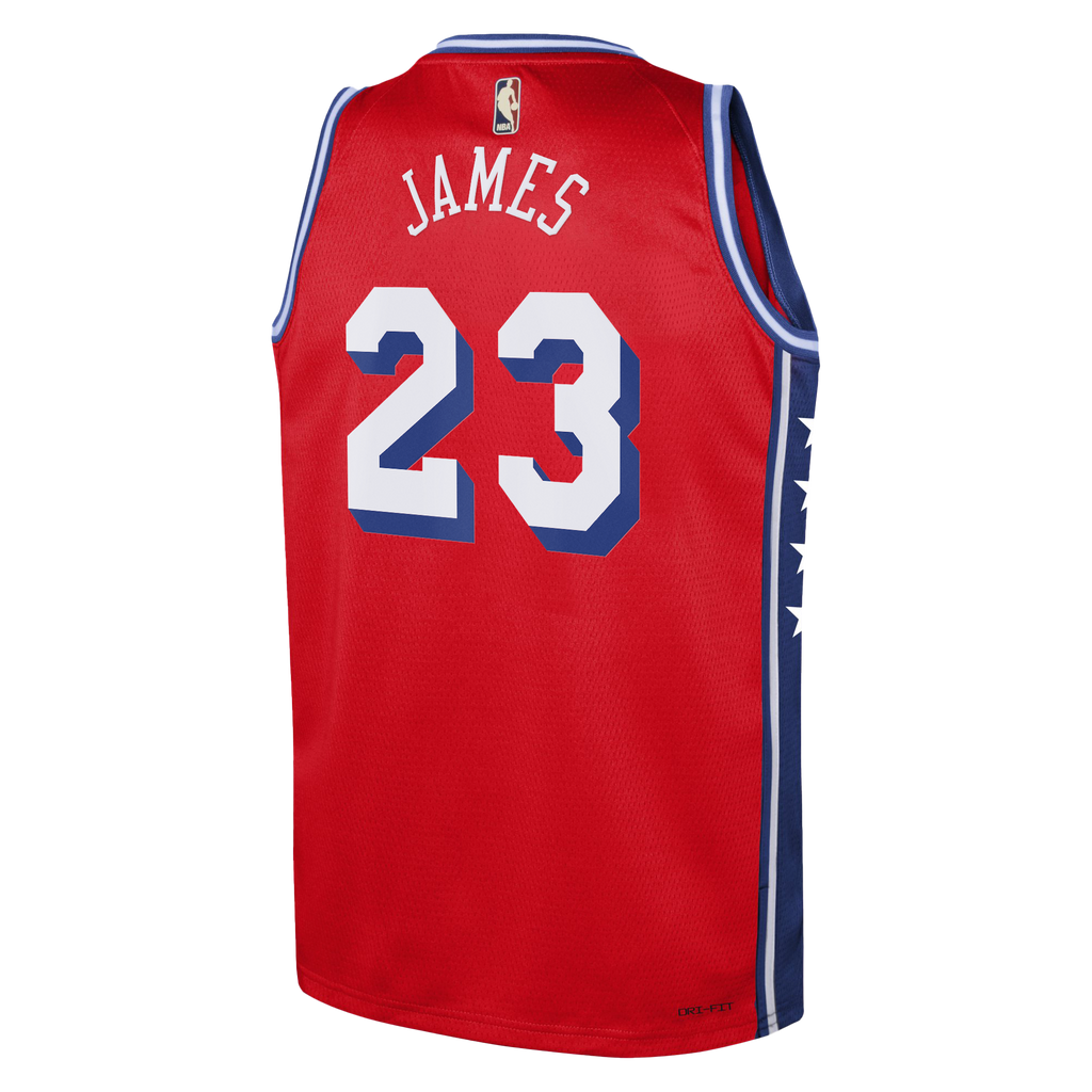 Philadelphia 76ers Jordan Brand Statement Edition Swingman Jersey - Red - Lebron James - Youth - Red - image 4