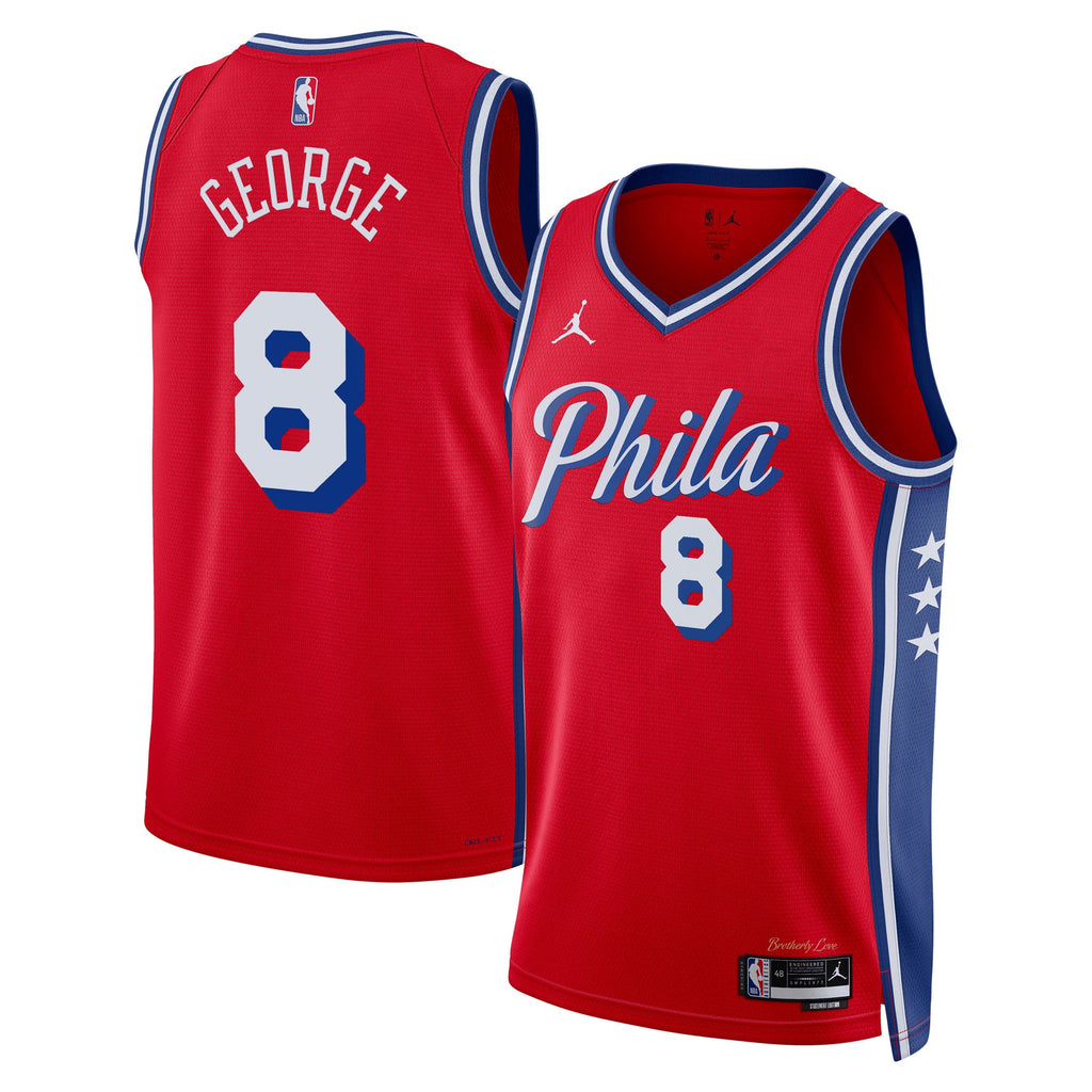 Philadelphia 76ers Jordan Brand Statement Edition Swingman Jersey - Red - Paul George - Unisex - Red - image 2