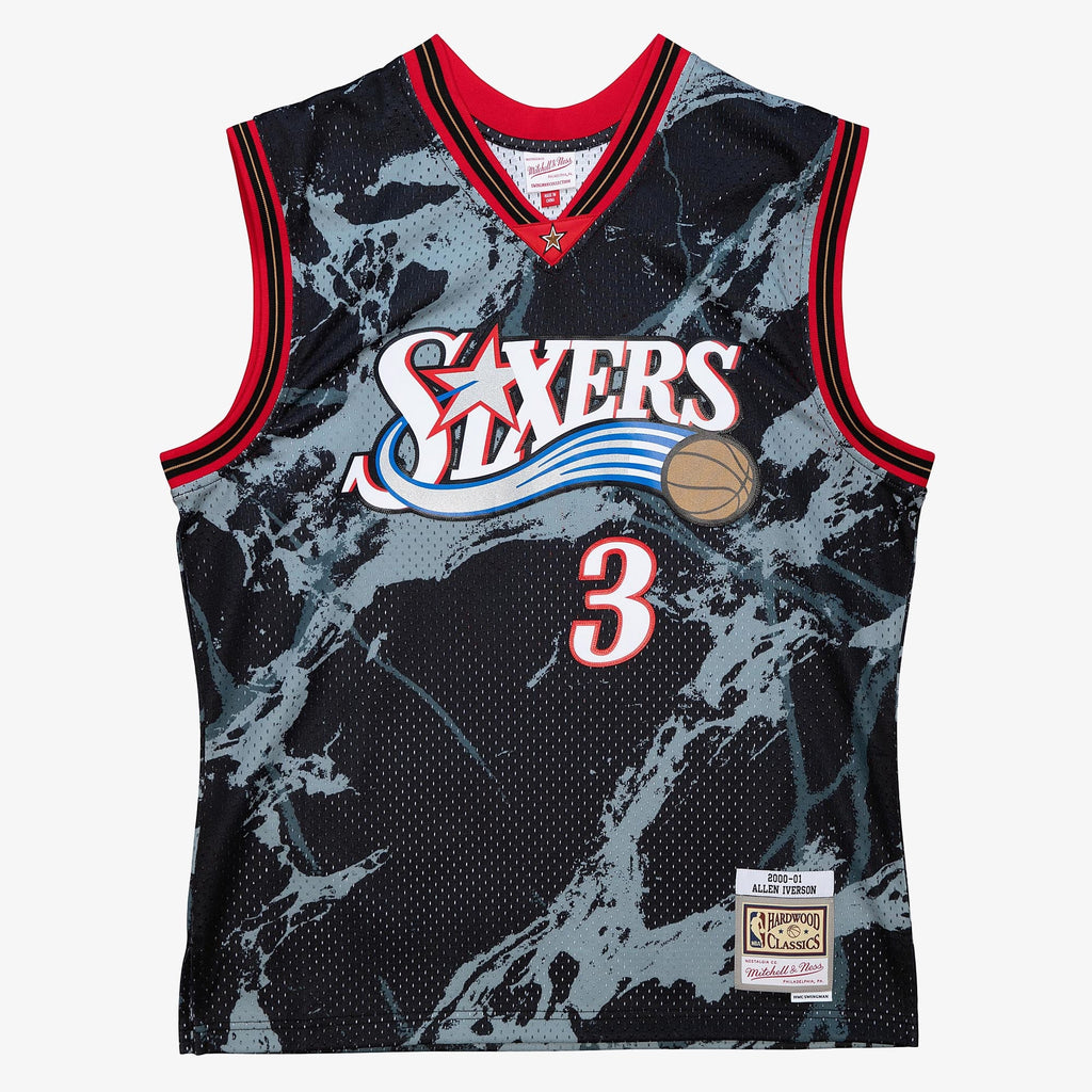 Philadelphia 76ers Mitchell & Ness Allen Iverson 2000 Team Marble Swingman Jersey - Black - Black - image 3