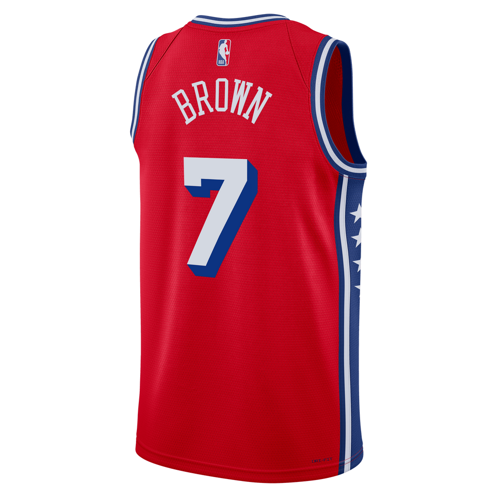Philadelphia 76ers Jordan Brand Statement Edition Swingman Jersey - Red - Jaylen Brown - Unisex - Red - image 4