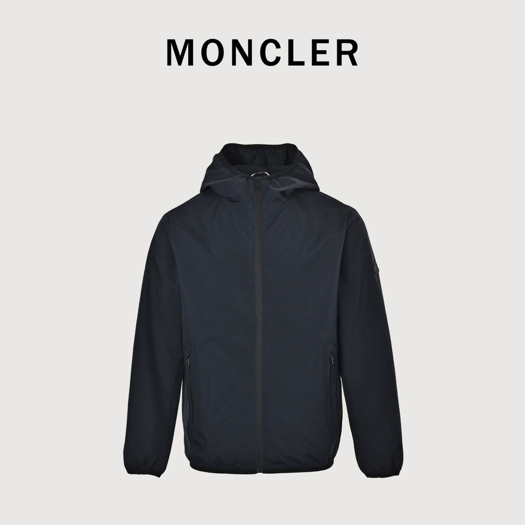 Moncler Sleeve-Patch Zip-Up Hooded Jacket