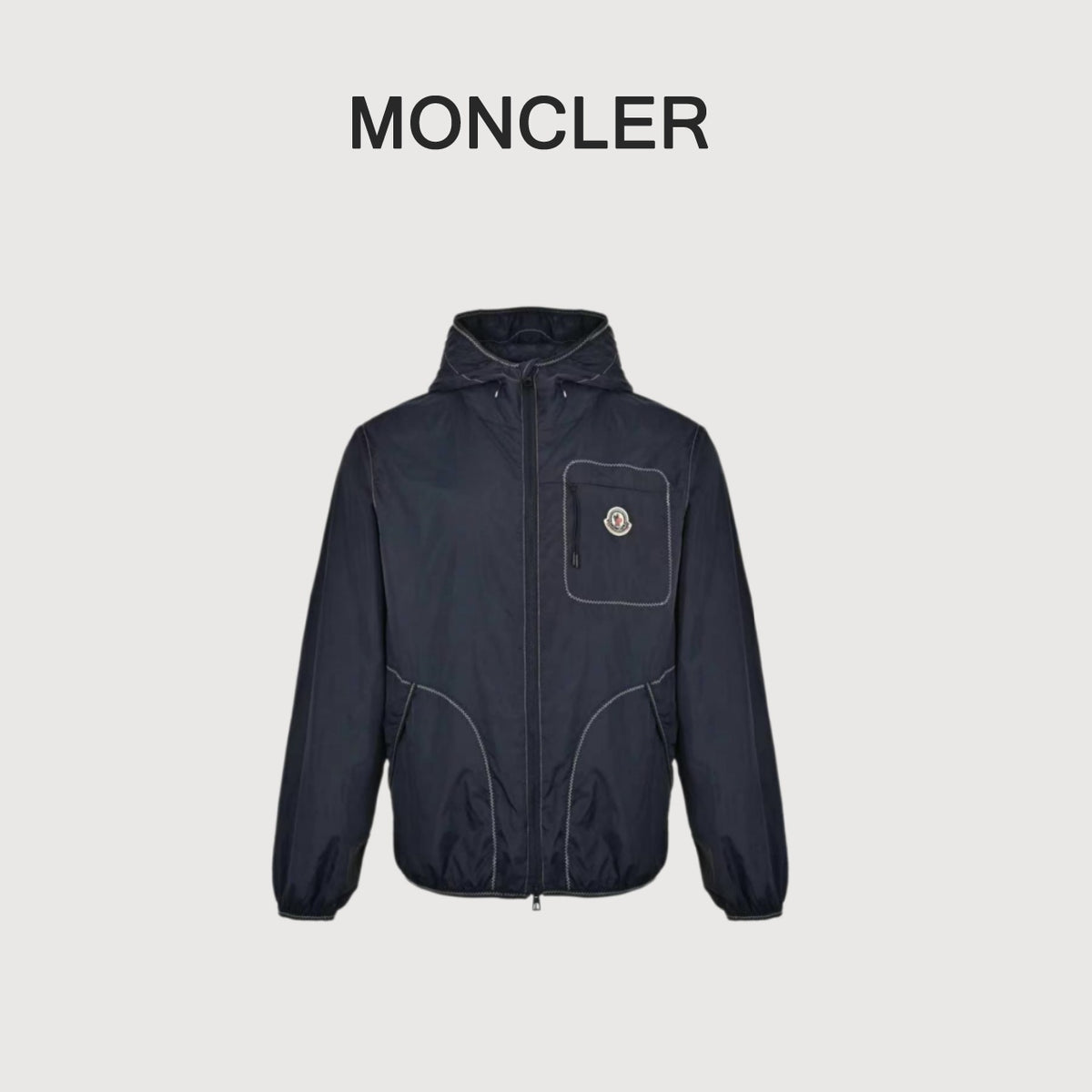 Moncler Logo Contrast-Stitch Hooded Jacket