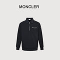 Moncler Leather-Logo Half-Zip Collared Sweatshirt