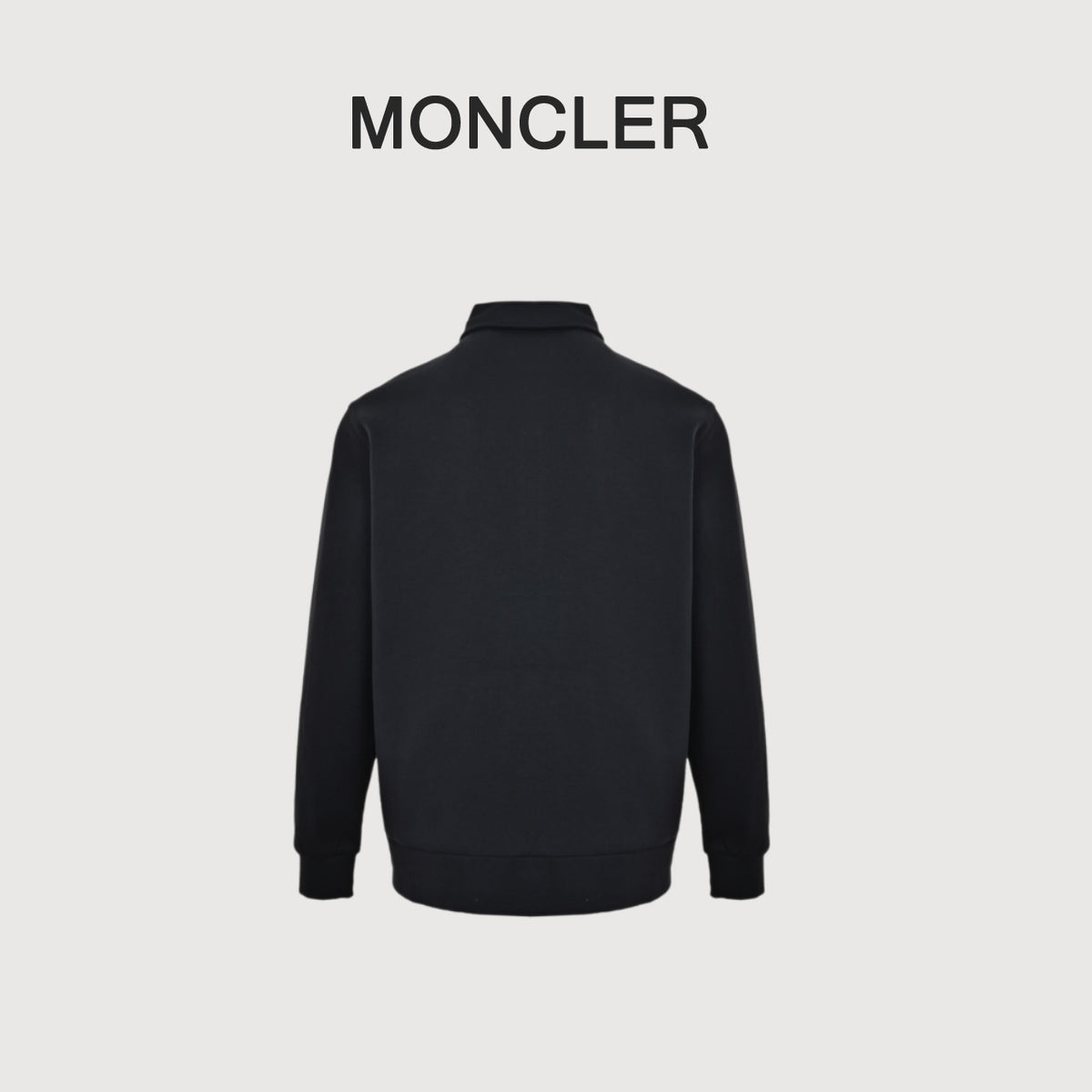 Moncler Leather-Logo Half-Zip Collared Sweatshirt