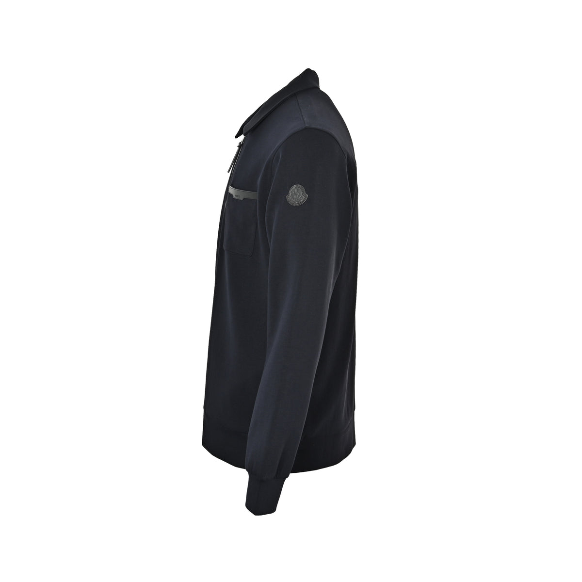 Moncler Leather-Logo Half-Zip Collared Sweatshirt