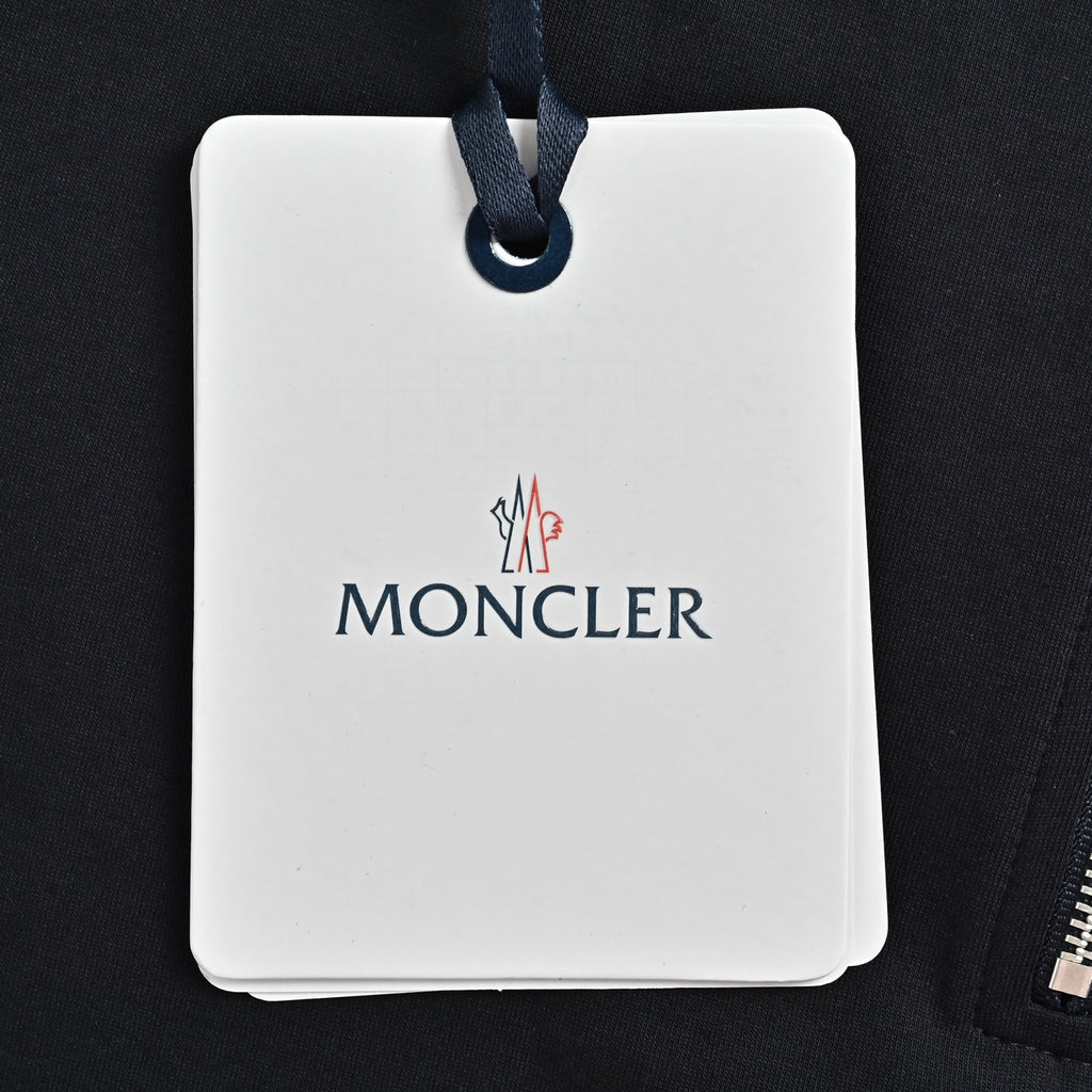 Moncler Leather-Logo Half-Zip Collared Sweatshirt