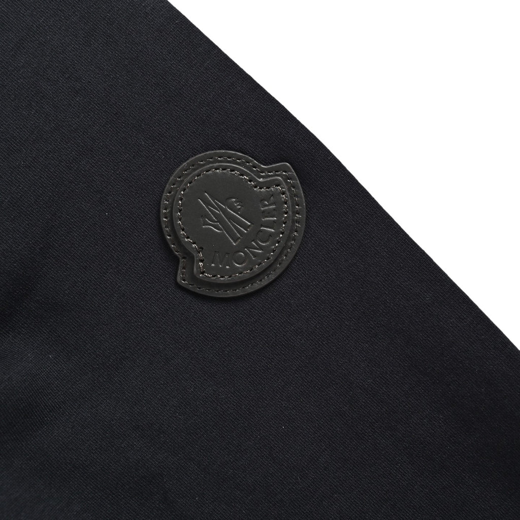 Moncler Leather-Logo Half-Zip Collared Sweatshirt