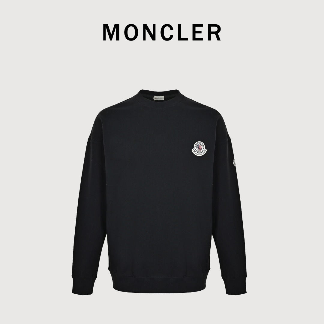 Moncler 26SS Black Double-Logo Embroidered Crewneck Sweatshirt