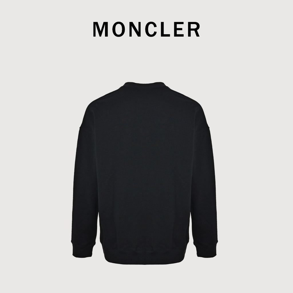 Moncler 26SS Black Double-Logo Embroidered Crewneck Sweatshirt