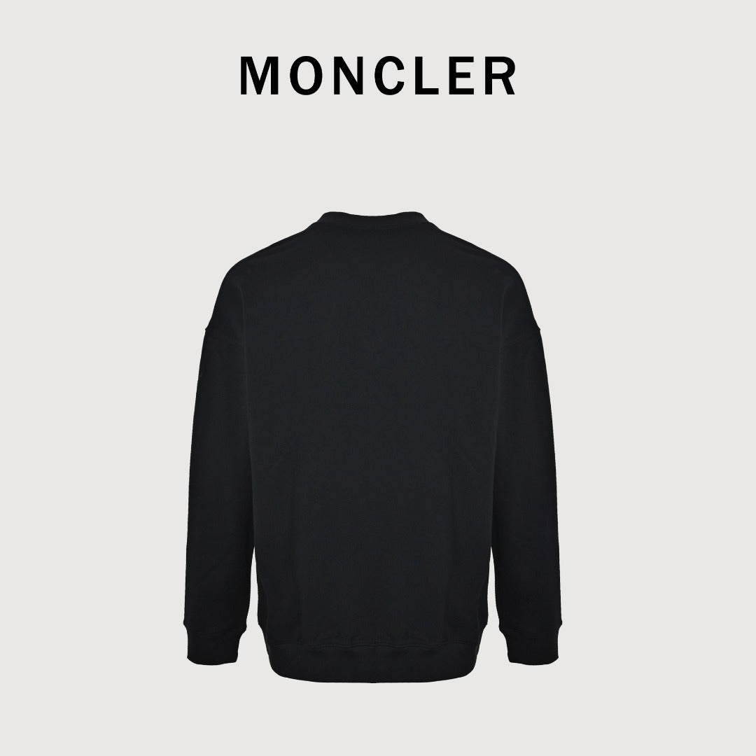 Moncler 26SS Black Double-Logo Embroidered Crewneck Sweatshirt