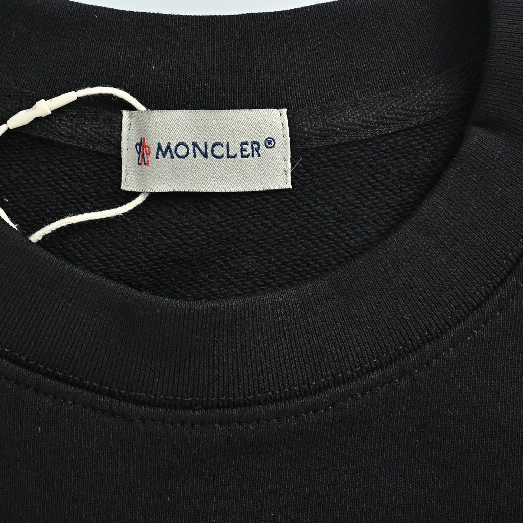 Moncler 26SS Black Double-Logo Embroidered Crewneck Sweatshirt