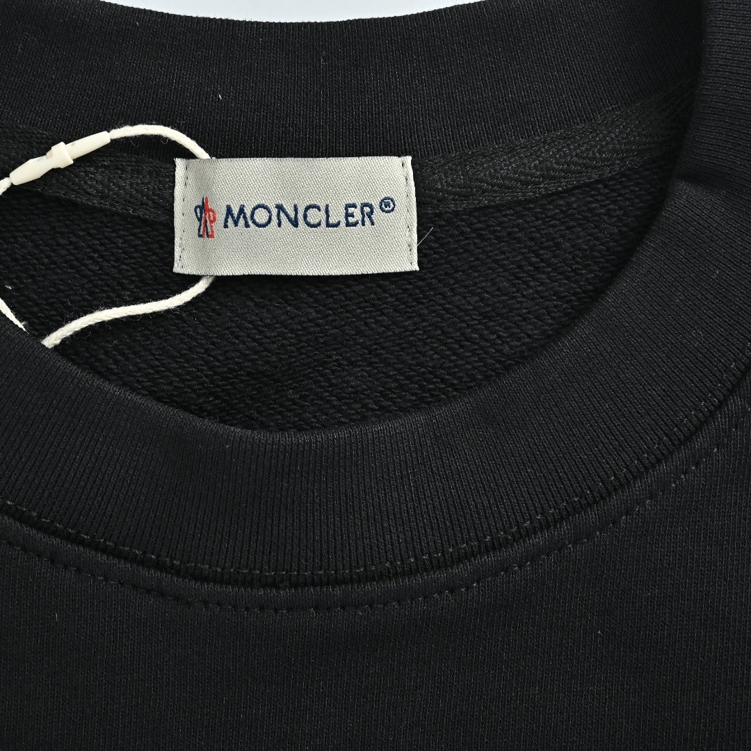 Moncler 26SS Black Double-Logo Embroidered Crewneck Sweatshirt