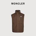 Moncler MC Logo Brown Zip-Pocket Vest with Hidden Hood