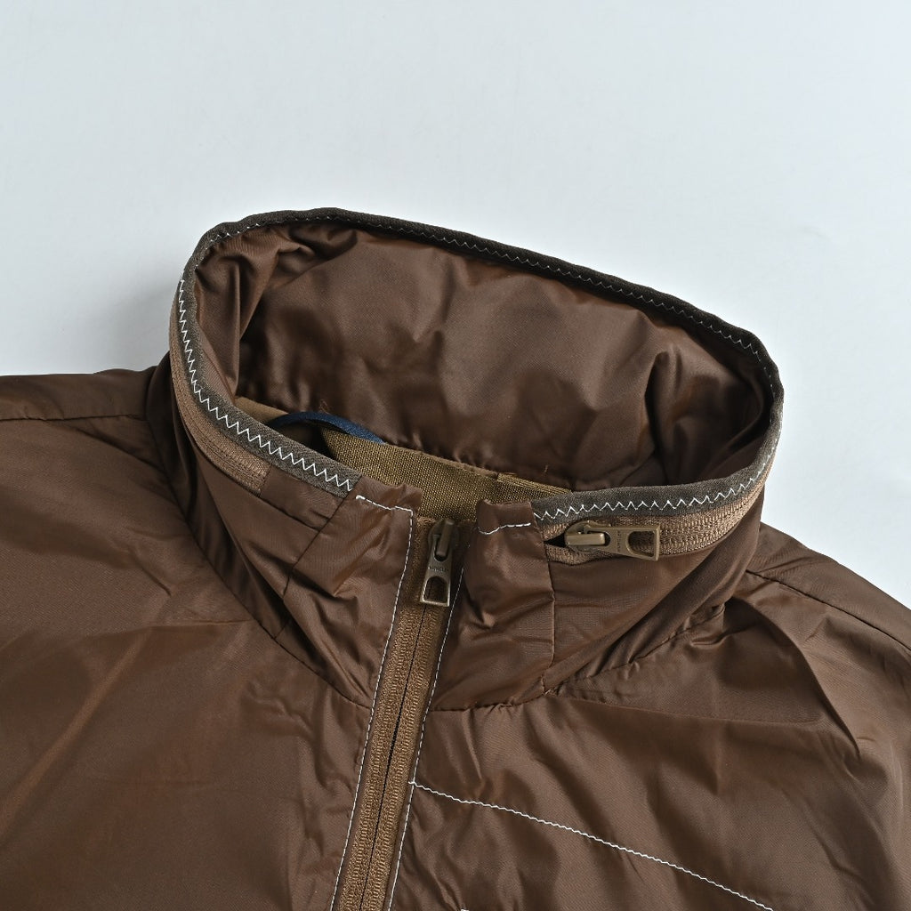 Moncler MC Logo Brown Zip-Pocket Vest with Hidden Hood