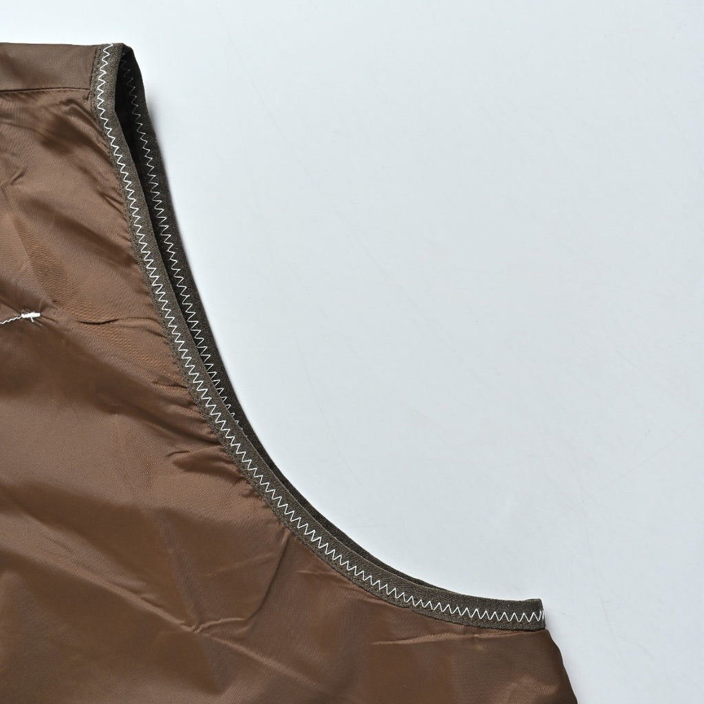 Moncler MC Logo Brown Zip-Pocket Vest with Hidden Hood