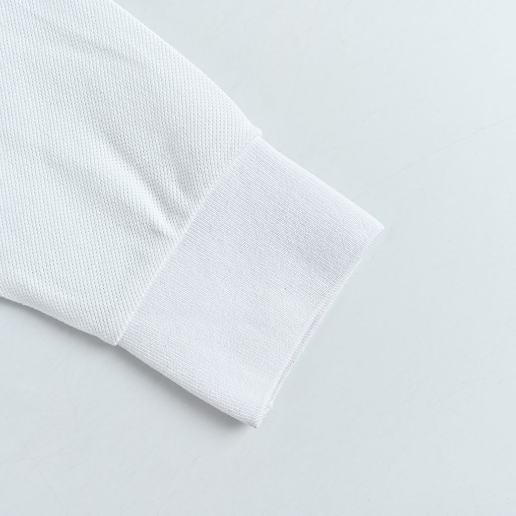 Moncler 26SS White Ribbed-Collar Long-Sleeve Polo