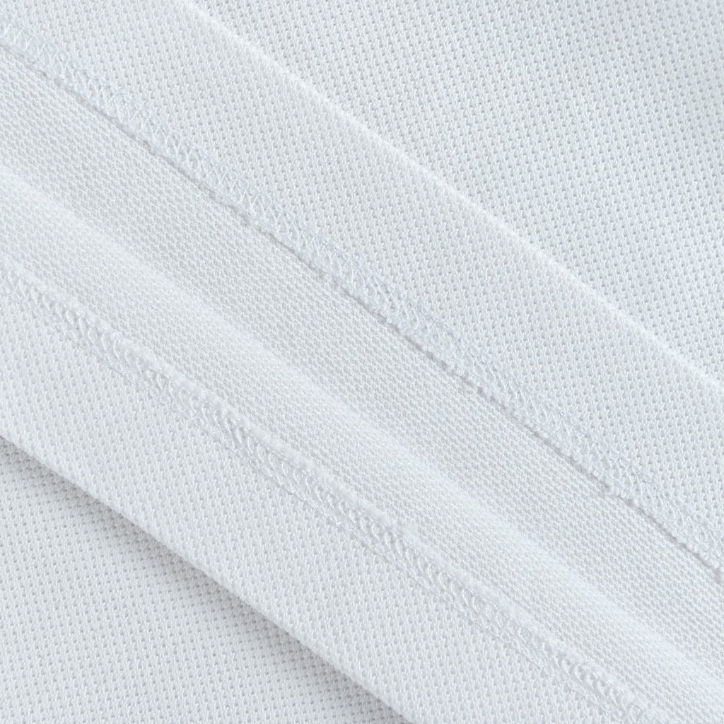 Moncler 26SS White Ribbed-Collar Long-Sleeve Polo