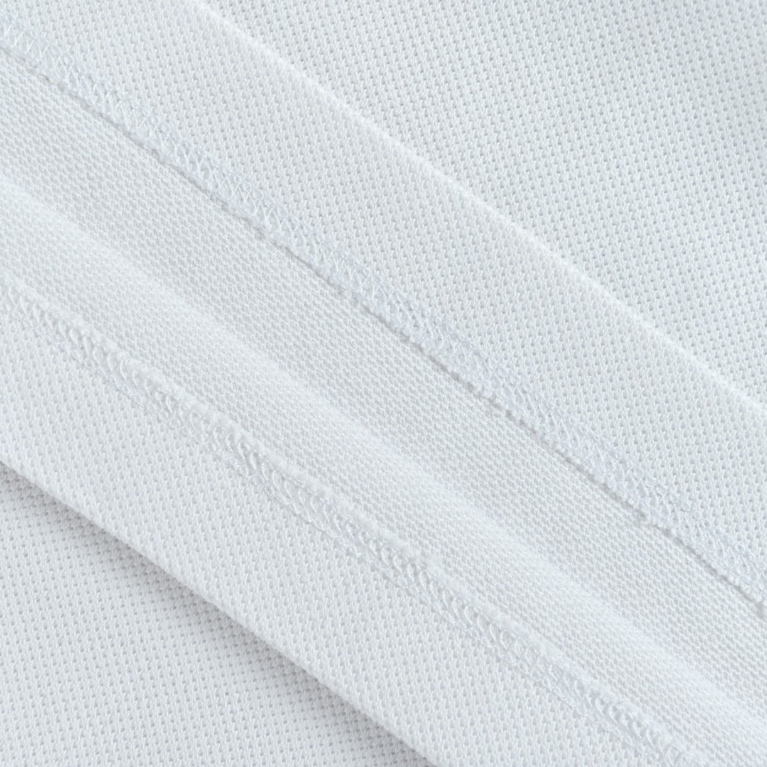 Moncler 26SS White Ribbed-Collar Long-Sleeve Polo