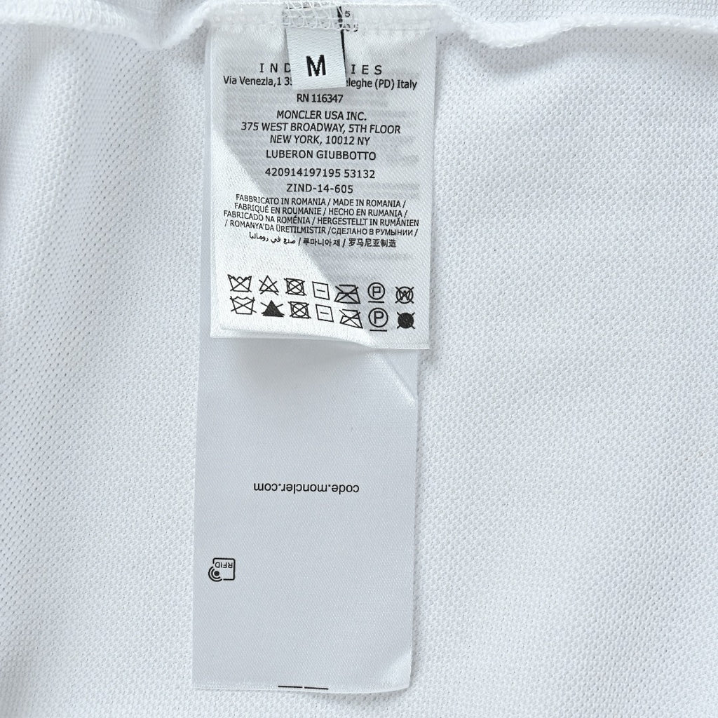 Moncler 26SS White Ribbed-Collar Long-Sleeve Polo
