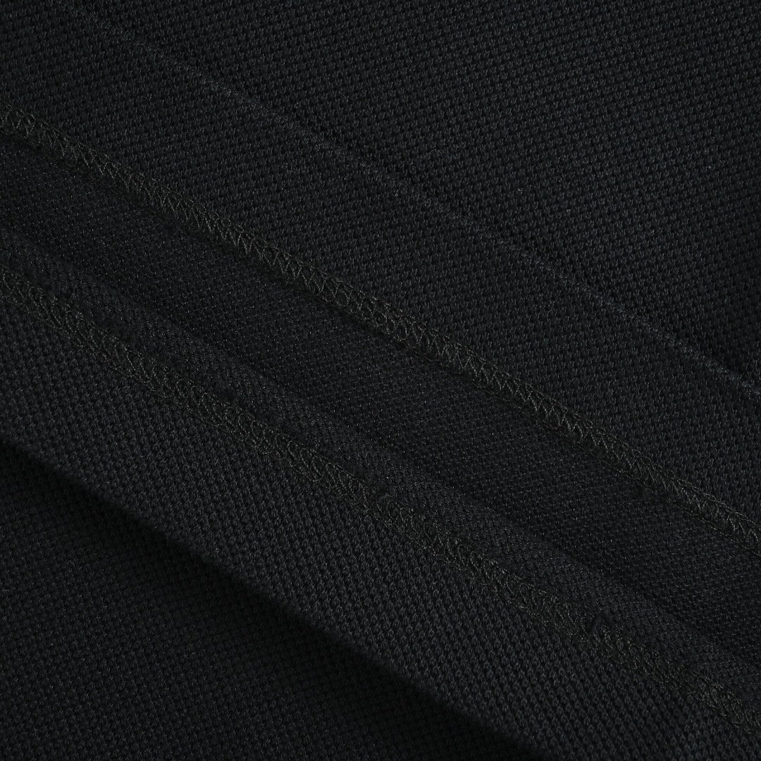 Moncler 26SS Black Ribbed-Collar Long-Sleeve Polo