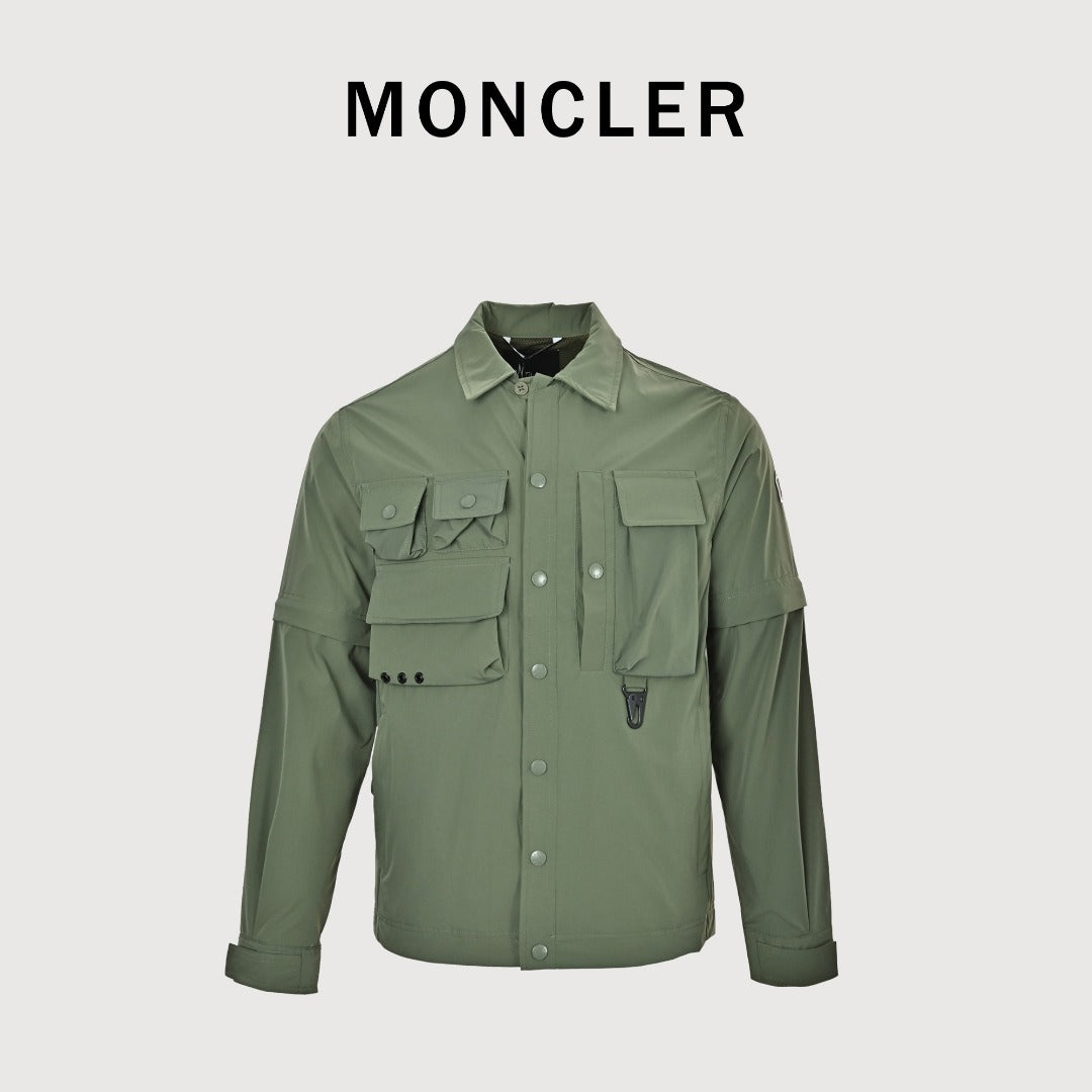Moncler Grenoble Olive Green Detachable Utility Jacket