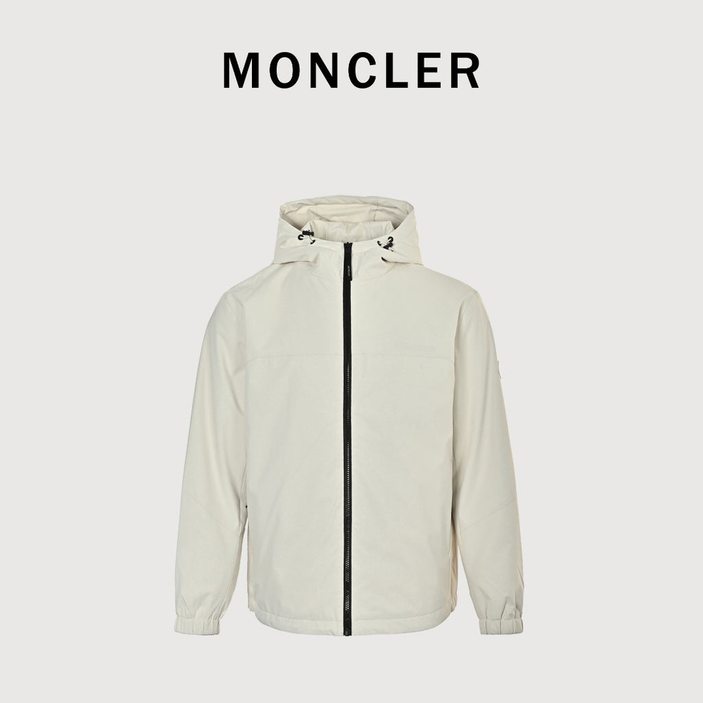 Moncler Embossed-Logo Light Hooded Zip Jacket