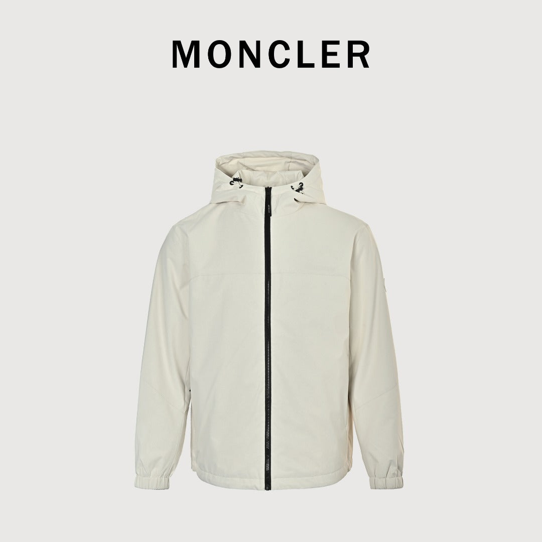 Moncler Embossed-Logo Light Hooded Zip Jacket