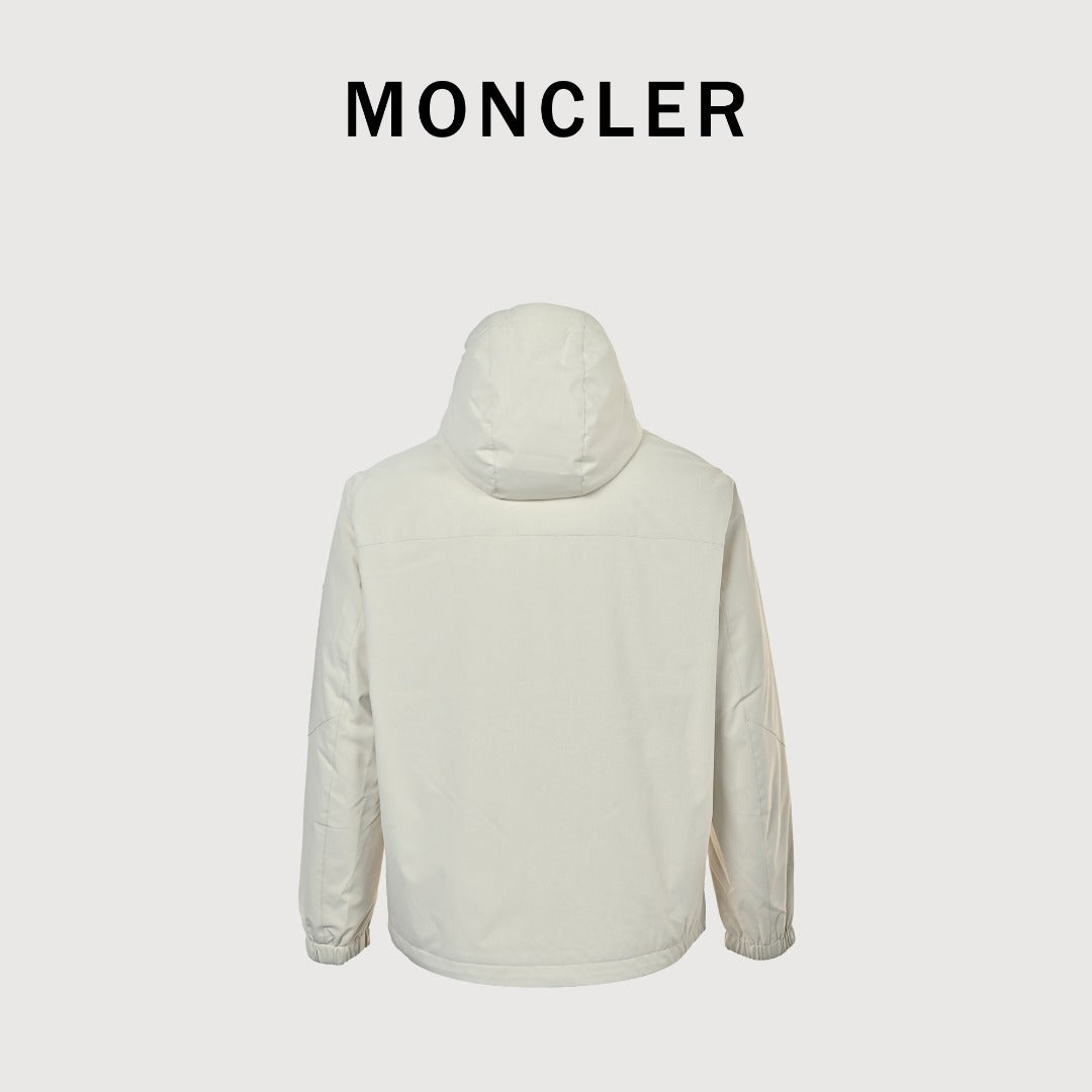 Moncler Embossed-Logo Light Hooded Zip Jacket