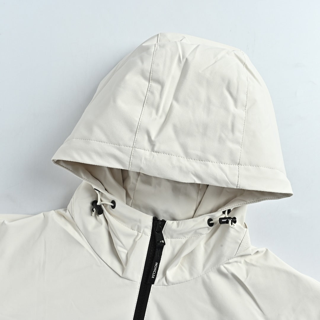 Moncler Embossed-Logo Light Hooded Zip Jacket