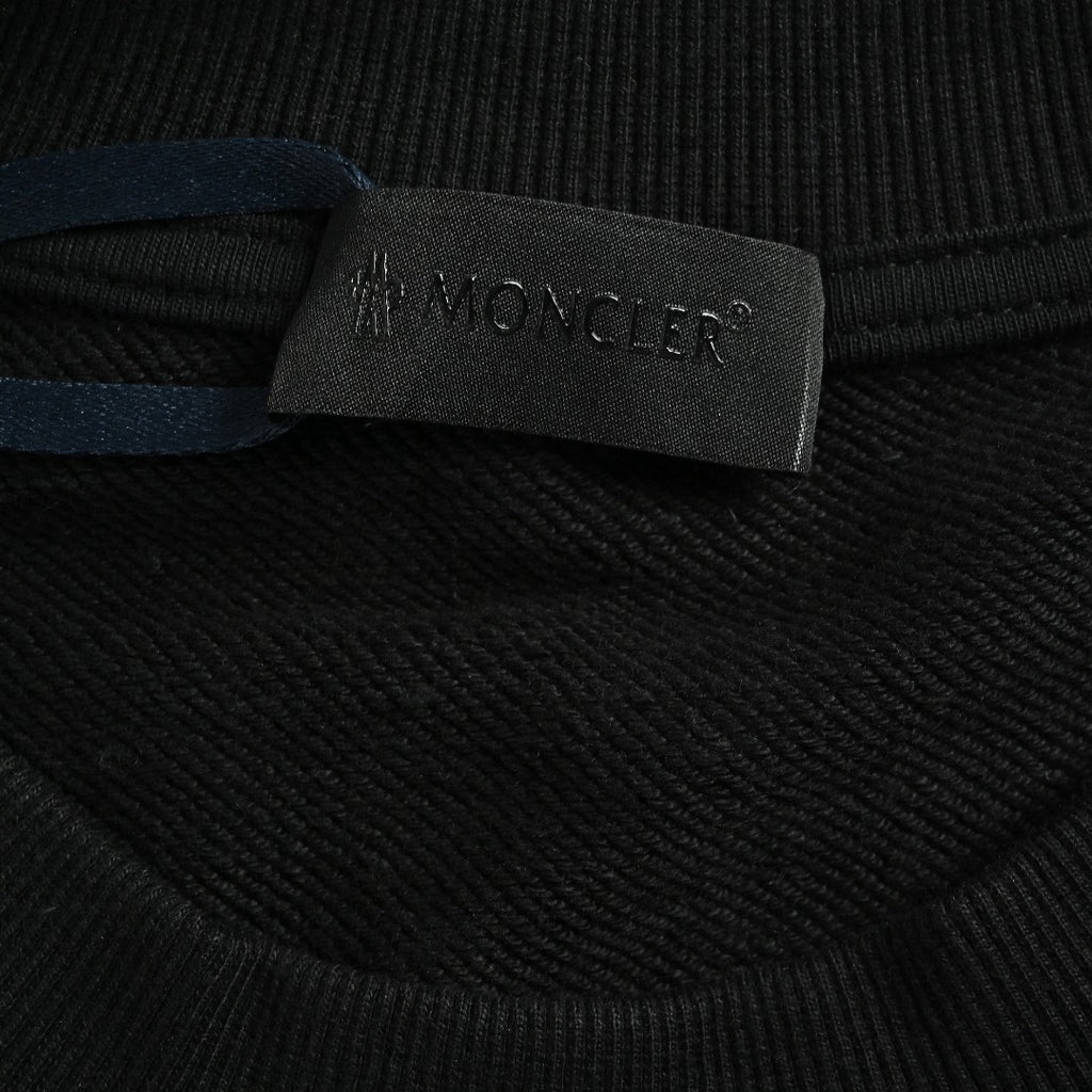 Moncler MC Black Crewneck Sweatshirt with Embossed Pocket