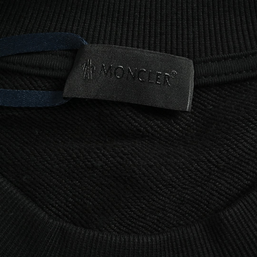 Moncler MC Black Crewneck Sweatshirt with Embossed Pocket