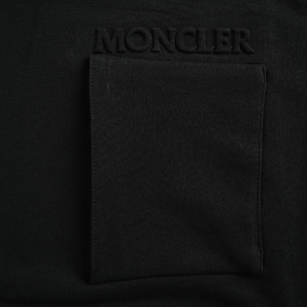 Moncler MC Black Crewneck Sweatshirt with Embossed Pocket