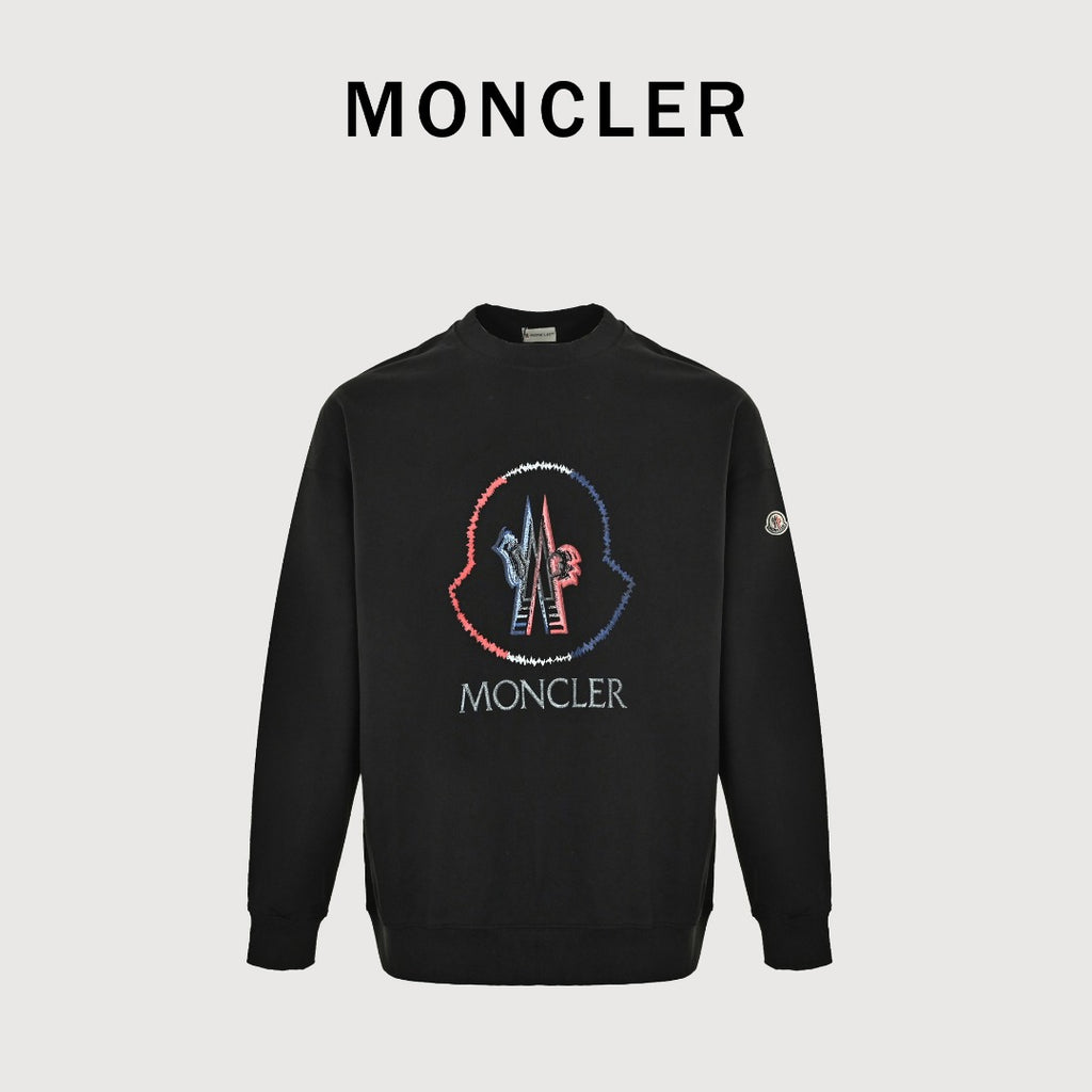 Moncler 26SS Black Contrast-Logo Crewneck Sweatshirt