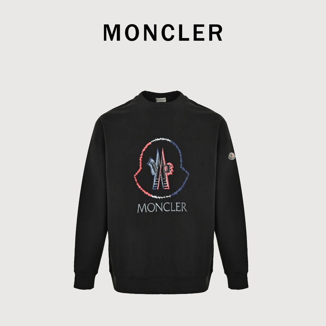 Moncler 26SS Black Contrast-Logo Crewneck Sweatshirt