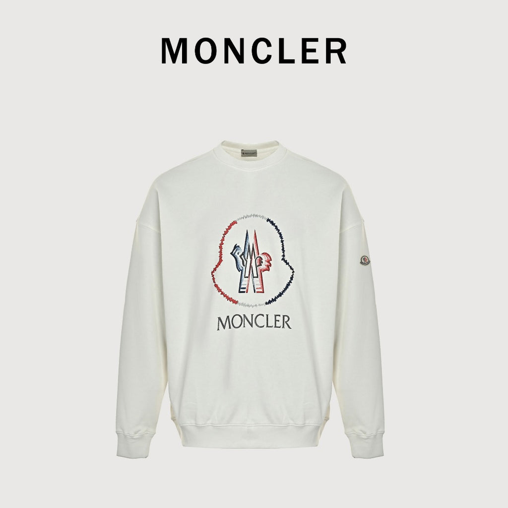 Moncler 26SS White Contrast-Logo Crewneck Sweatshirt
